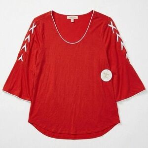 Harlow & Rose Woman Top Size 1X Red Crisscross Lattice